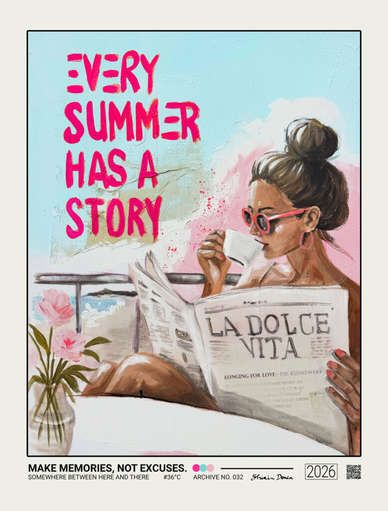 Every Summer Has a Story – colorful summer art print by Shirin Donia
