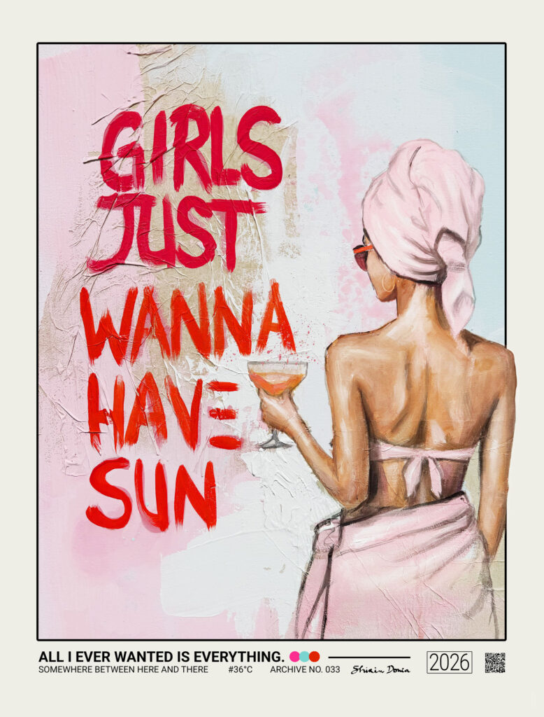Girls Just Wanna Have Sun – colorful beach-inspired art print by Shirin Donia