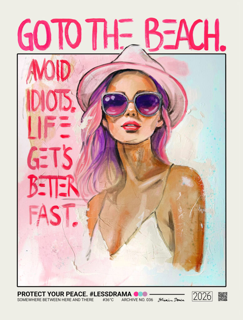 Go to the Beach – modern beach art print by Shirin Donia