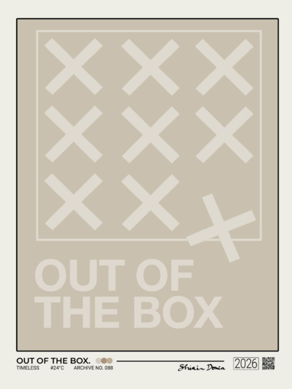OUT OF THE BOX, Kunstdruck von Shirin Donia, ohne Rahmen