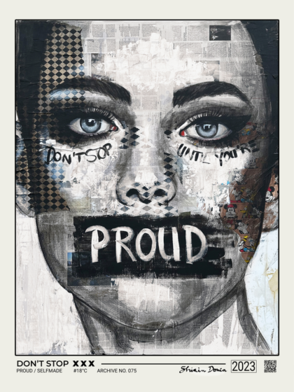 DON'T STOP, Kunstdruck von Shirin Donia, ohne Rahmen
