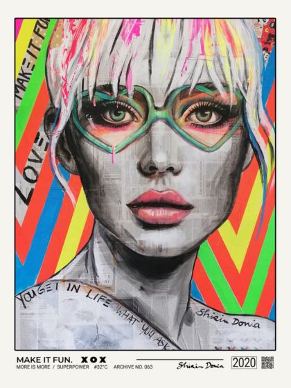 MAKE IT FUN, Kunstdruck von Shirin Donia, ohne Rahmen