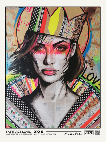 I ATTRACT LOVE, Kunstdruck von Shirin Donia, ohne Rahmen
