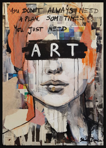 ART, hand-embellished print by Shirin Donia, series FACADE 2018