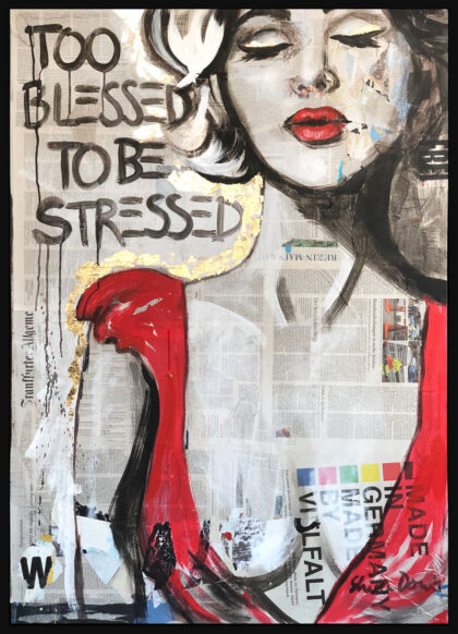 BLESSED, hand-embellished print by Shirin Donia