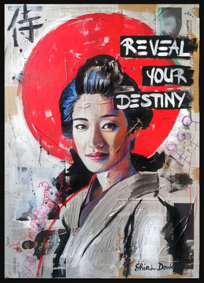 DESTINY, hand-embellished print by Shirin Donia, series LEGENDARY 2021