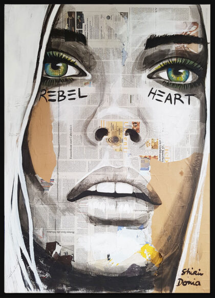 REBEL HEART, hand-embellished print by Shirin Donia