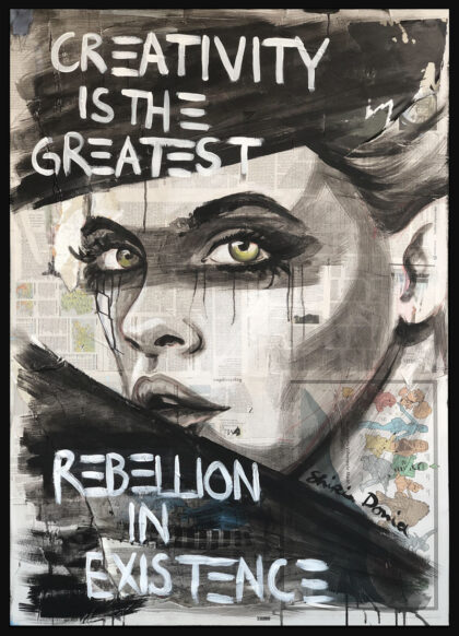 REBELLION, hand-embellished print by Shirin Donia, series REBEL 2019
