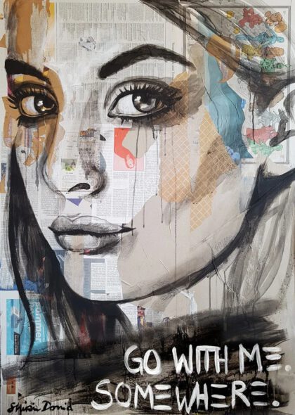 SOMEWHERE, hand-embellished print by Shirin Donia, series REBEL 2019