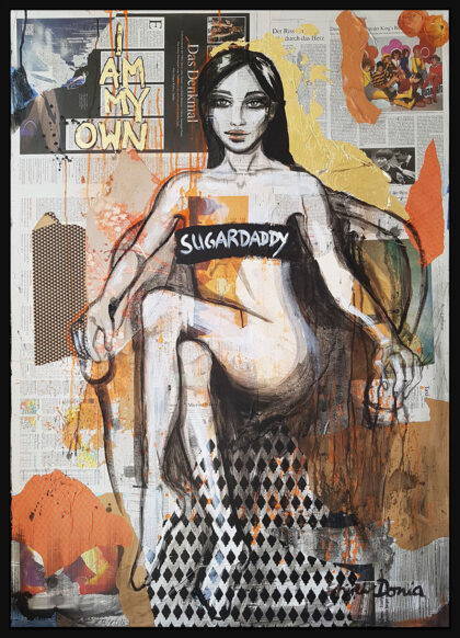 SUGARDADDY, hand-embellished print by Shirin Donia, series REBEL 2019