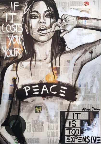 TOO EXPENSIVE, hand-embellished print by Shirin Donia, series REBEL 2019