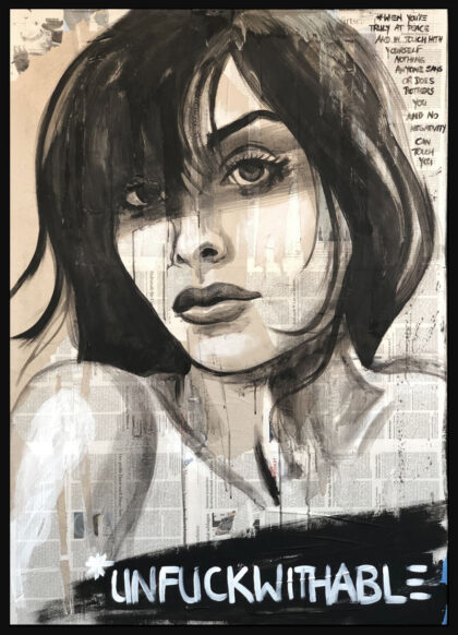 UNFUCKWITHABLE, hand-embellished print by Shirin Donia, series REBEL 2019