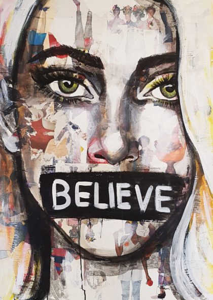 BELIEVE X, hand-embellished print by Shirin Donia, series FACADE 2018