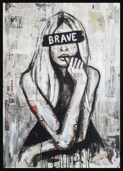 BRAVE, hand-embellished print by Shirin Donia