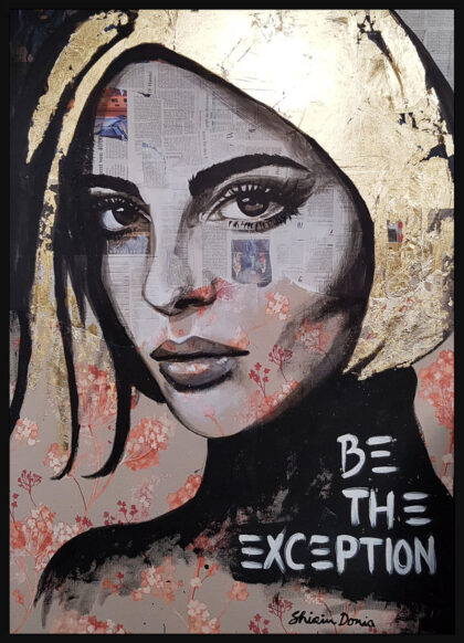 EXCEPTION, hand-embellished print by Shirin Donia, series FACADE 2018