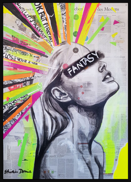 FANTASY, hand-embellished print by Shirin Donia, series FACADE 2018