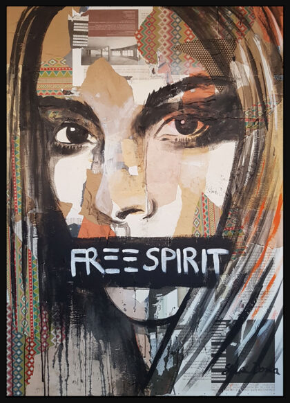 FREE SPIRIT, hand-embellished print by Shirin Donia