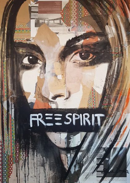 FREE SPIRIT, hand-embellished print by Shirin Donia