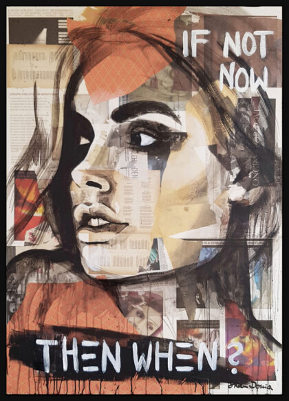 WHEN, hand-embellished print by Shirin Donia, series FACADE 2018