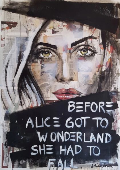 WONDERLAND, hand-embellished print by Shirin Donia, series FACADE 2018