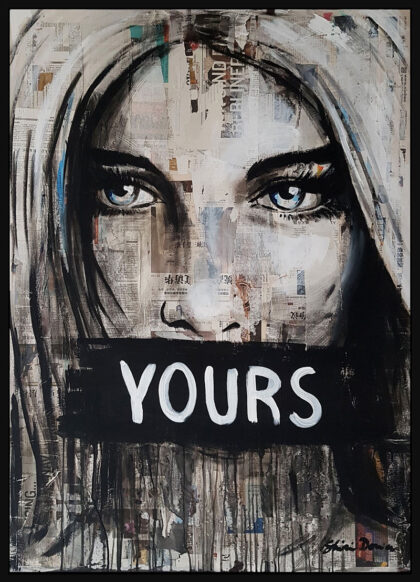 YOURS, hand-embellished print by Shirin Donia, series FACADE 2018