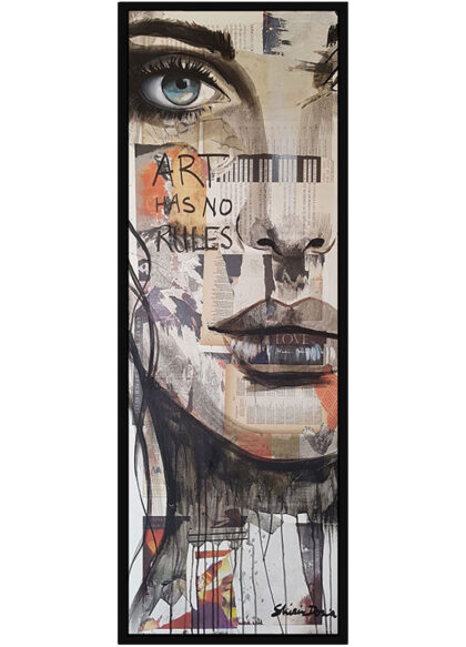 NO RULES, hand-embellished print by Shirin Donia