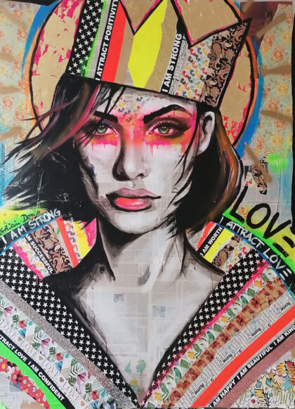 ATTRACT LOVE, hand-embellished print by Shirin Donia, series SUPERPOWER 2020