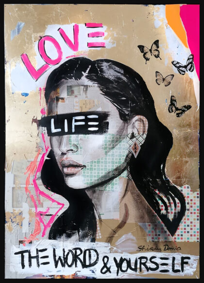 LOVE LIFE, hand-embellished print by Shirin Donia, series SUPERPOWER 2020