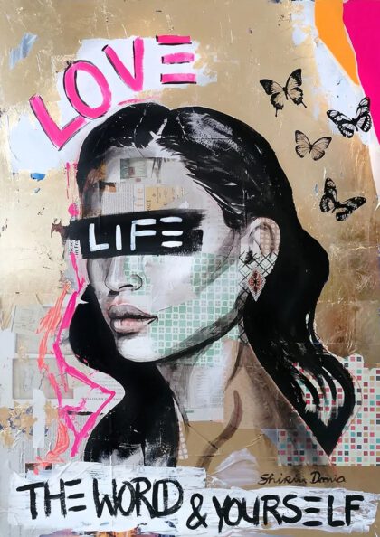 LOVE LIFE, hand-embellished print by Shirin Donia, series SUPERPOWER 2020