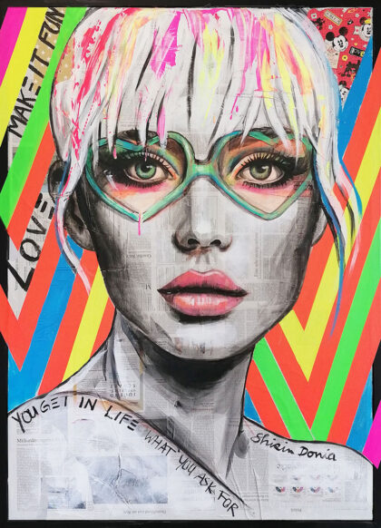MAKE IT FUN, hand-embellished print by Shirin Donia, series SUPERPOWER 2020