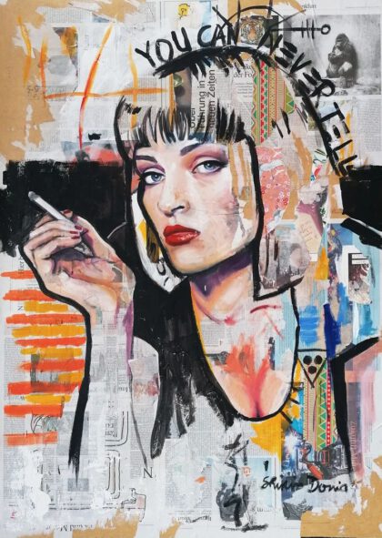 YOU CAN NEVER TELL, hand-embellished print by Shirin Donia, series LEGENDARY 2021