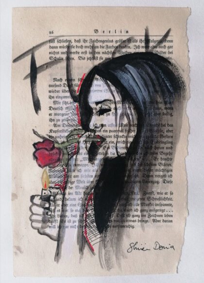 M: FCK, hand-embellished print by Shirin Donia, series MINNIES 2020