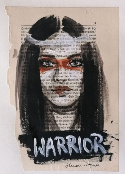 M: WARRIOR, hand-embellished print by Shirin Donia, series MINNIES 2020