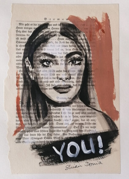 M: YOU, hand-embellished print by Shirin Donia, series MINNIES 2020