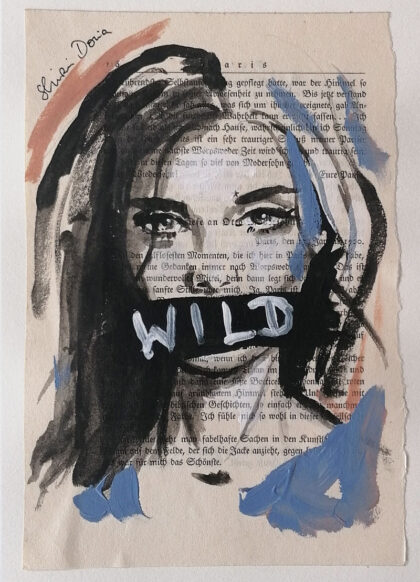 M: WILD GIRL, hand-embellished print by Shirin Donia, series MINNIES 2020