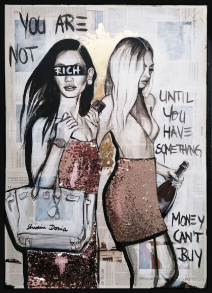 RICH, hand-embellished print by Shirin Donia