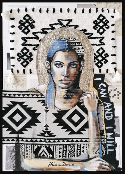 I CAN AND I WILL, hand-embellished print by Shirin Donia, series BE YOU TIFUL 2020