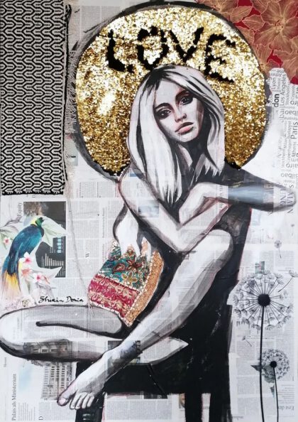 LOVEBIRD, hand-embellished print by Shirin Donia, series BE YOU TIFUL 2020