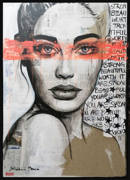 STRONG, hand-embellished print by Shirin Donia