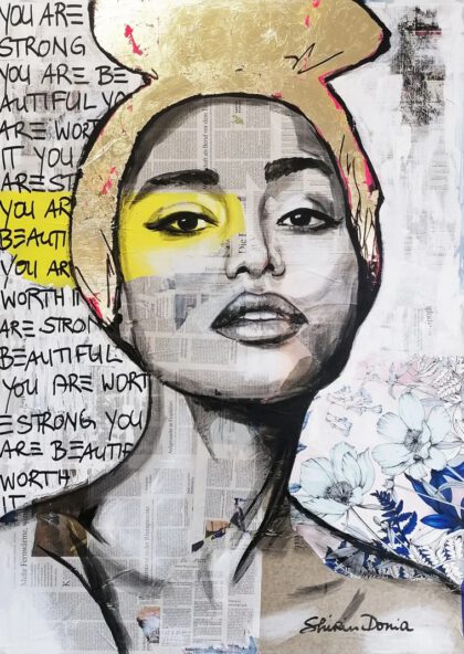 WORTH, hand-embellished print by Shirin Donia, series BE YOU TIFUL 2020