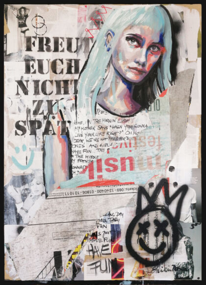 FREUT EUCH, hand-embellished print by Shirin Donia, series STREETART 2021