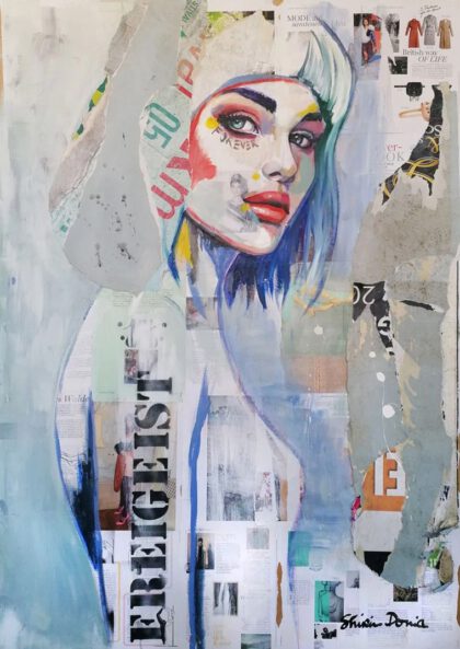 FREIGEIST, hand-embellished print by Shirin Donia, series STREETART 2021