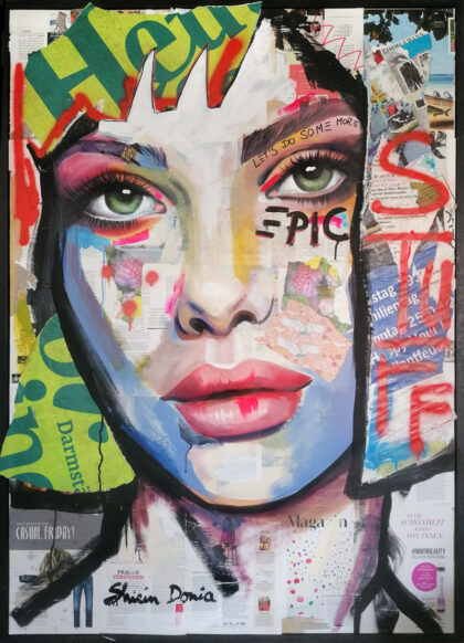 EPIC STUFF, hand-embellished print by Shirin Donia, series STREETART 2021