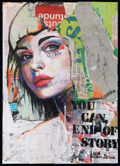 BABY GIRL, hand-embellished print by Shirin Donia, series STREETART 2021