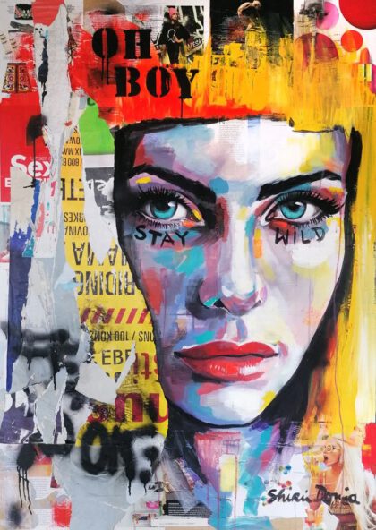 OH BOY, handveredelter Print von Shirin Donia, Serie STREETART 2021