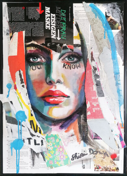 YOU KNOW, hand-embellished print by Shirin Donia, series STREETART 2021