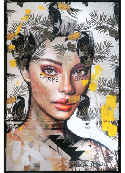 CARPE DIEM, hand-embellished print by Shirin Donia, series CARPE FLORAL DIEM 2021