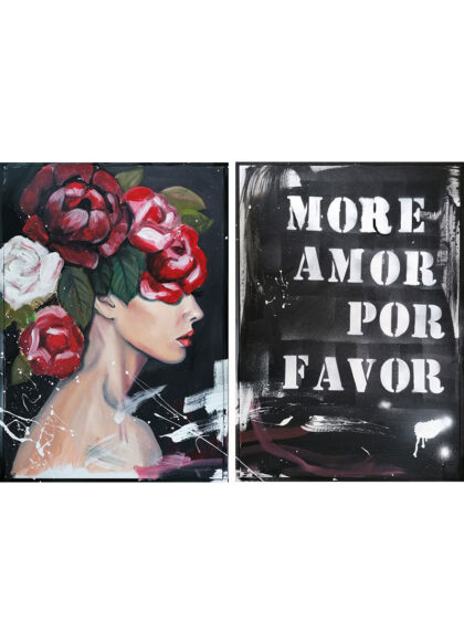 AMOR, hand-embellished print by Shirin Donia, series CARPE FLORAL DIEM 2021