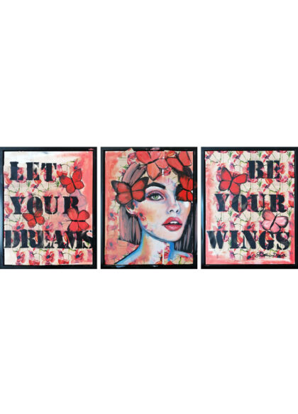 WINGS, hand-embellished print by Shirin Donia, series CARPE FLORAL DIEM 2021