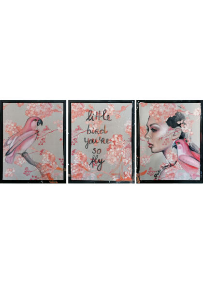 FLY, hand-embellished print by Shirin Donia, series CARPE FLORAL DIEM 2021